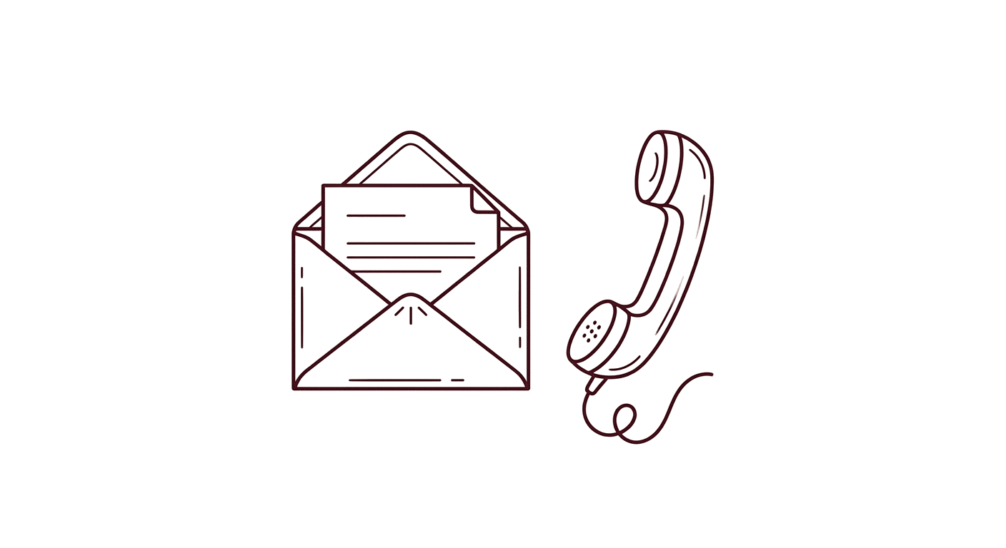 Illustration d'une enveloppe ouverte et d'un combiné téléphone