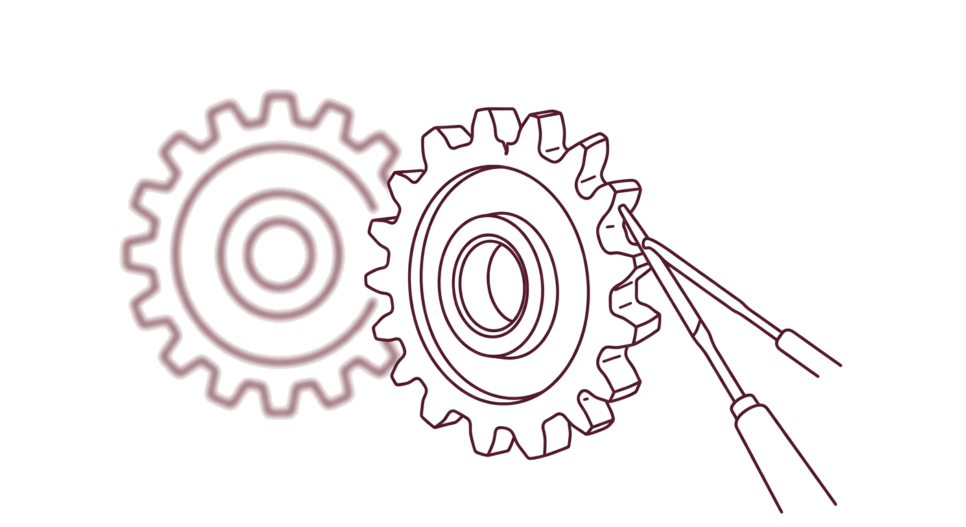 Illustration d un engrenage sur-mesure façonné à la main