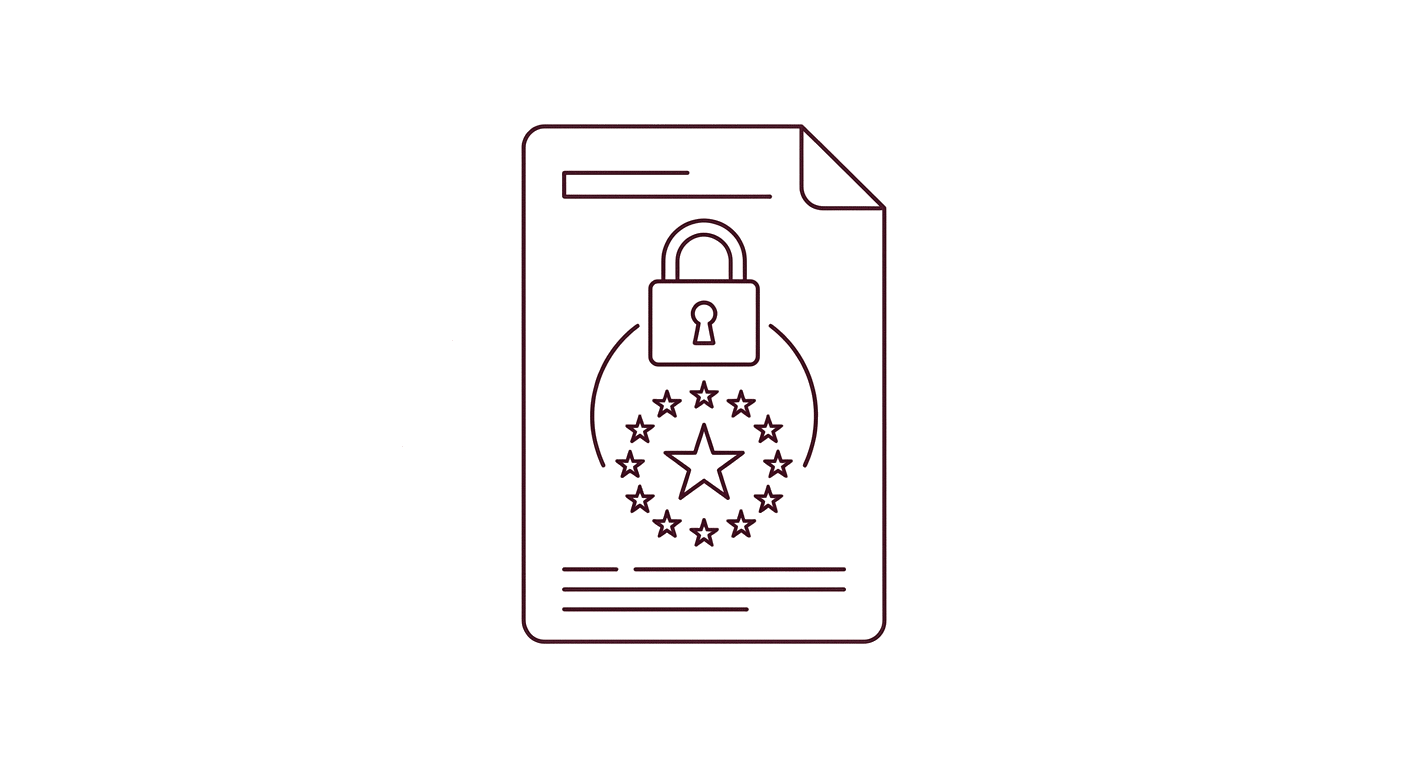Illustration d un document avec cadenas et étoiles européennes stylisées