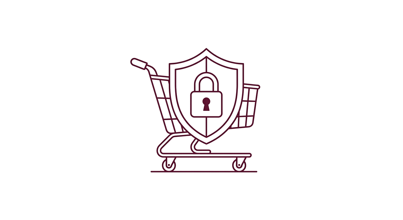 Illustration d un caddie protégé par un bouclier et un cadenas