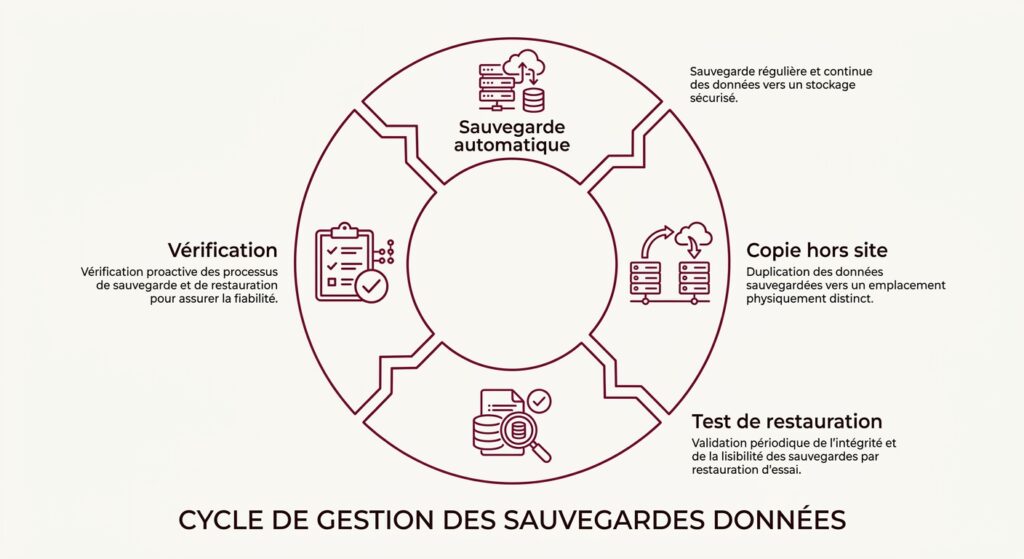 Infographie du cycle de gestion des sauvegardes