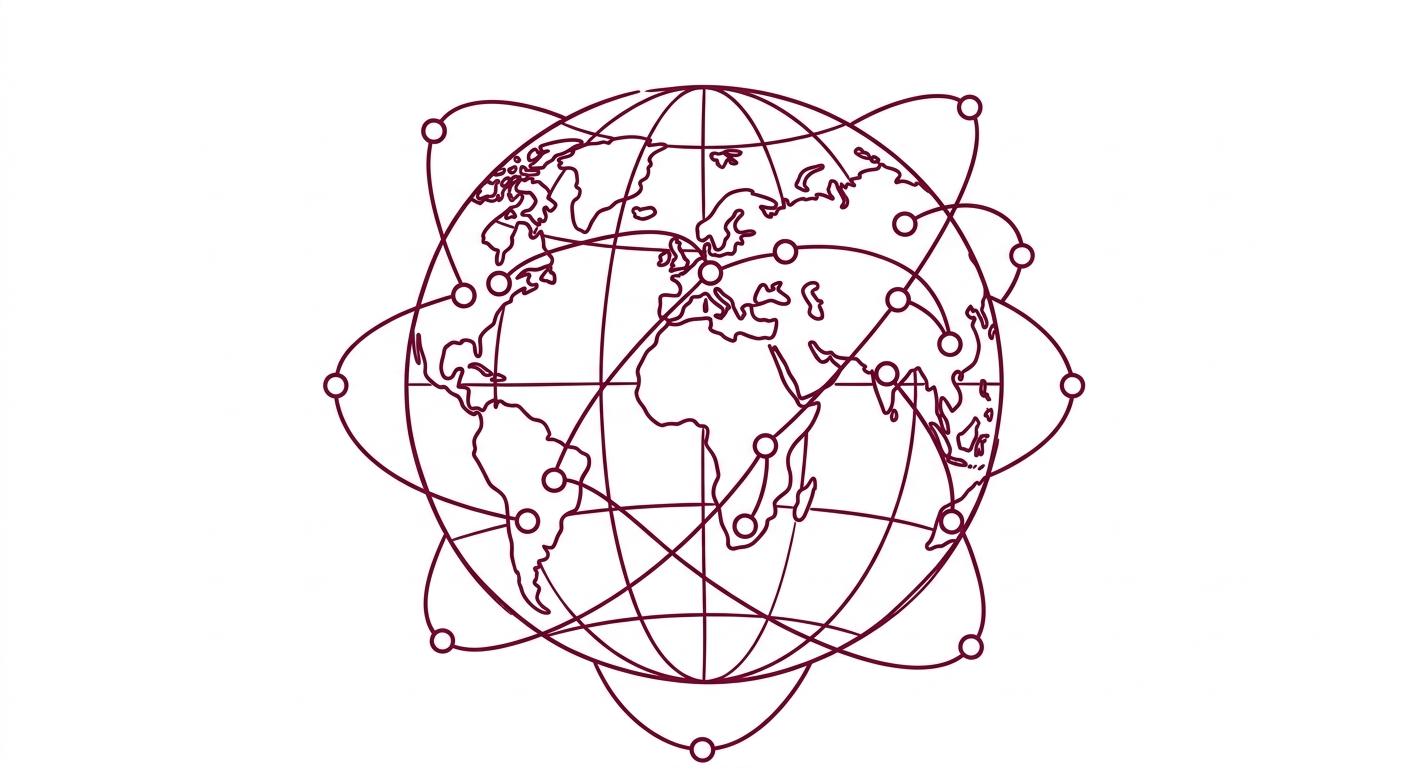 Illustration d'un globe entouré de nœuds de serveurs reliés en réseau, représentant un CDN