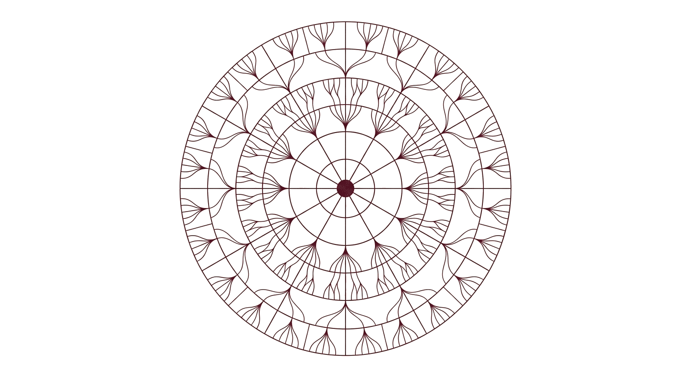 Illustration de cercles concentriques en structure arborescente