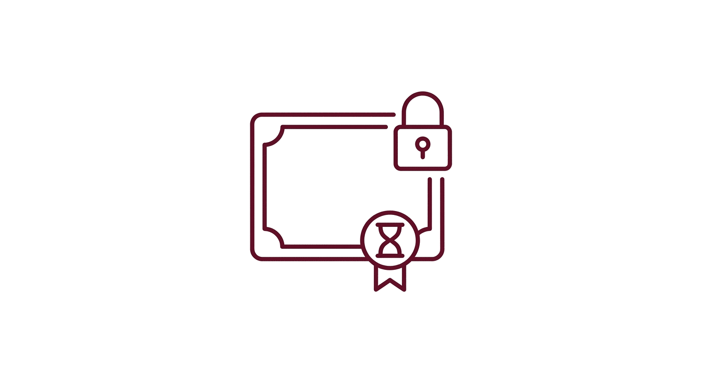 Illustration d'un certificat avec un cadenas et un sablier