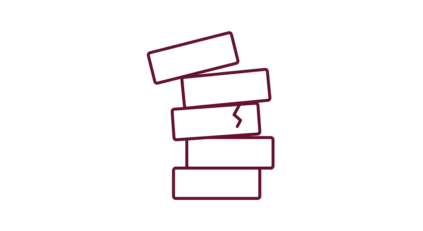 Illustration d'une pile de blocs empilés de travers avec une fissure
