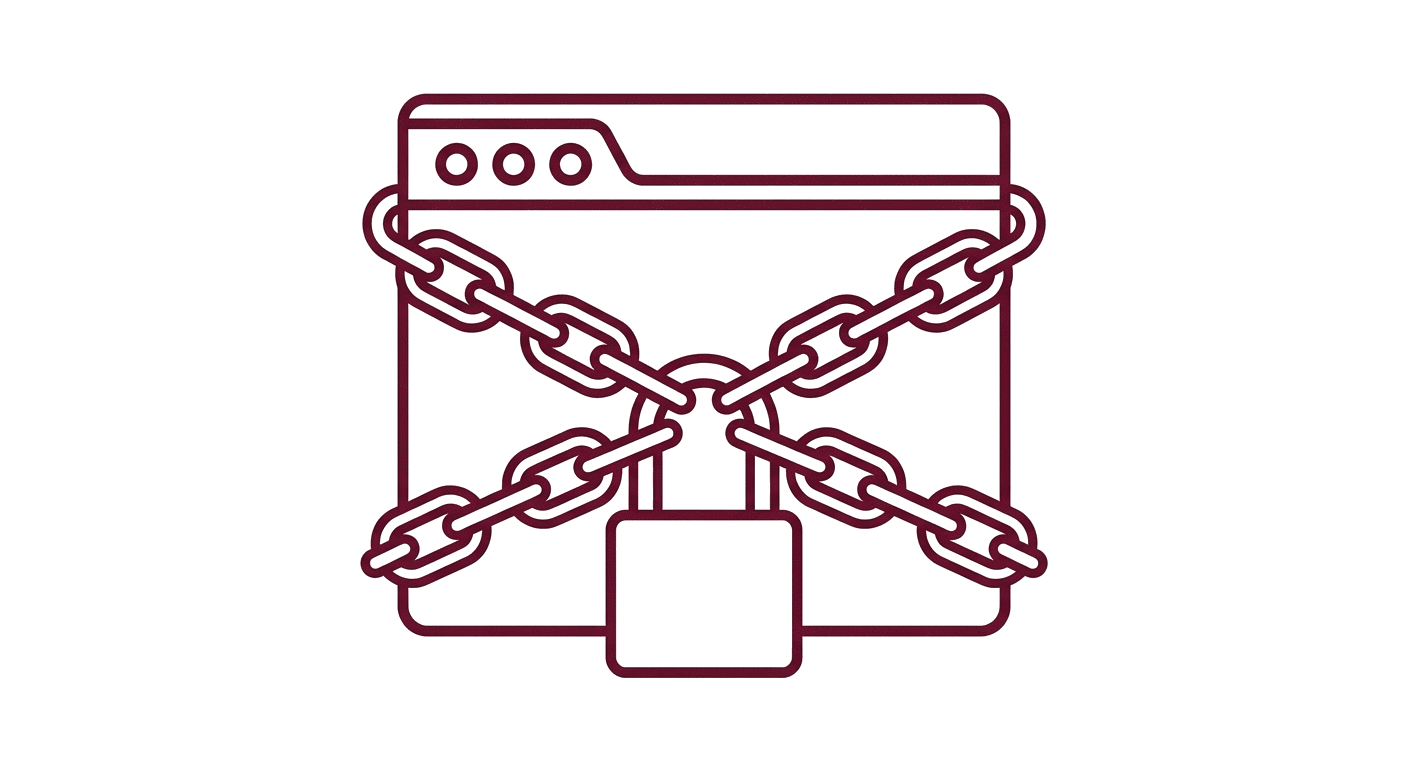 Illustration d'une fenêtre de navigateur enchaînée avec un cadenas